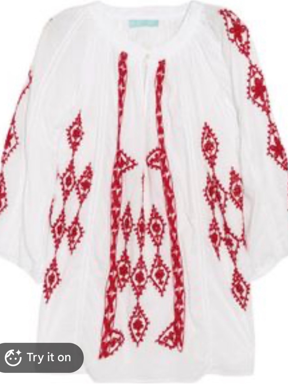 Lane Bryant White Red Embroidered Boho Peasant Blouse Size 26/28 NEW with tags!